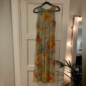 Vintage Y2K sheer watercolor floral maxi dress